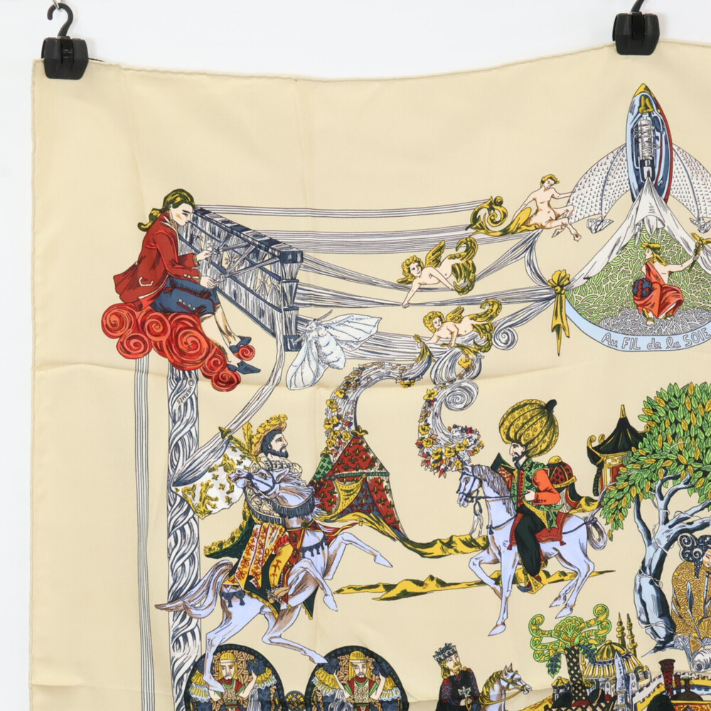 HERMES Cream Silk Scarf - Picture 2 of 8